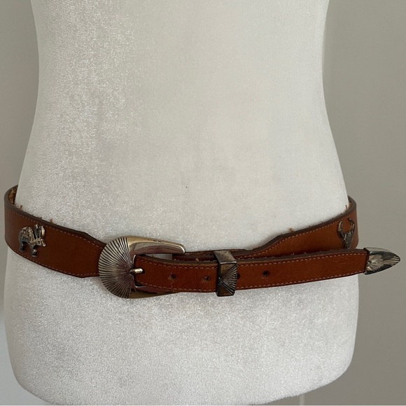Silver Creek Collection Leegin Leather Western Belt Tribal Animals Sz 34 *K15 - Picture 1 of 5